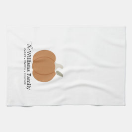 Elegante Fall Pumpkin Familienname Erntedank Geschirrtuch