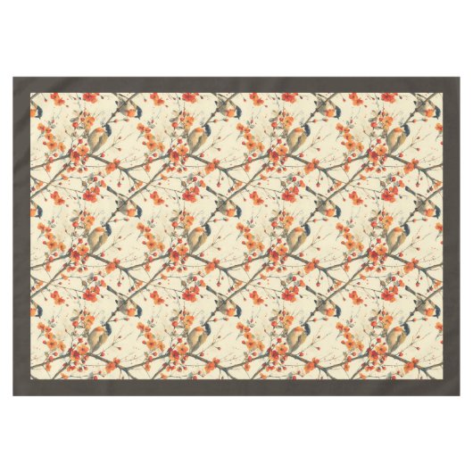 Elegante Fall Tablecloth Birds Whimsical Florals Tischdecke (Vorderseite (Horizontal))