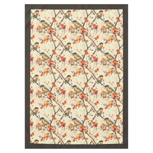 Elegante Fall Tablecloth Birds Whimsical Florals Tischdecke (Vorderseite)