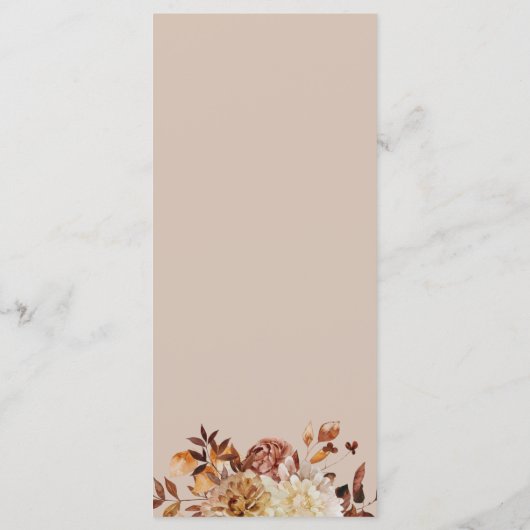 Elegante Fall Wasserfarbe Terracotta auf dem Monte Menükarte (Rückseite)