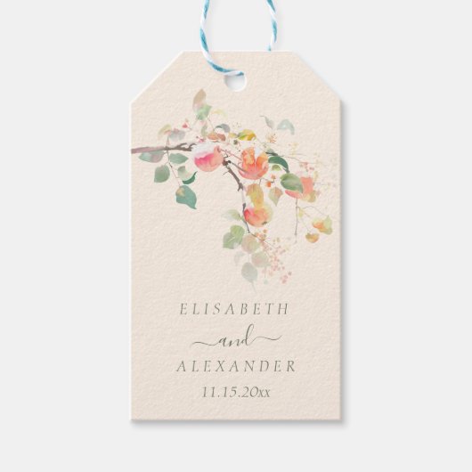 Elegante Fall Wasserfarbenäpfel Hochzeit Geschenkanhänger (Vorderseite)