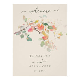Elegante Fall Wasserfarbenäpfel Hochzeit Poster