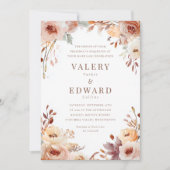 Elegante Fall Watercolor Blumenzellenhochzeit Einl Einladung (Vorderseite)