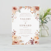 Elegante Fall Watercolor Blumenzellenhochzeit Einl Einladung (Stehend Vorderseite)
