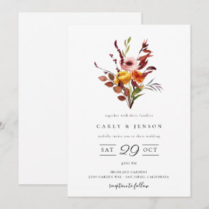 Elegante Fall Watercolor Bouquet Einladung zur Hoc