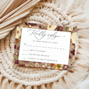 Elegante Fall Wildblume Floral Wedding RSVP Karte