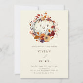Elegante Fall Wildblume Foto Qr Code Hochzeit Einladung (Vorderseite)