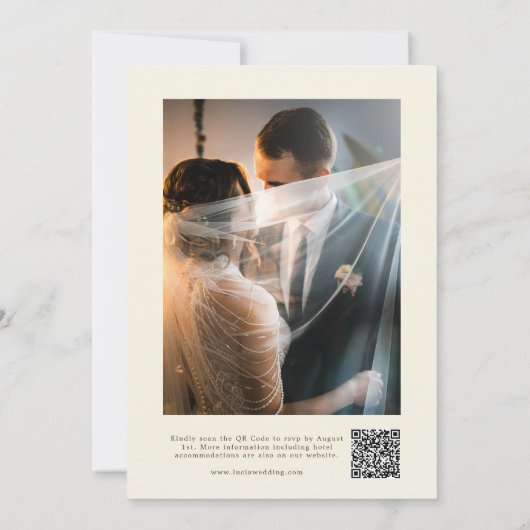 Elegante Fall Wildblume Foto Qr Code Hochzeit Einladung (Rückseite)
