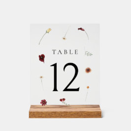 Elegante Fall Wildblume Hochzeit Tischnummer #12 Acrylschild