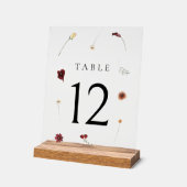 Elegante Fall Wildblume Hochzeit Tischnummer #12 Acrylschild (Winkel)