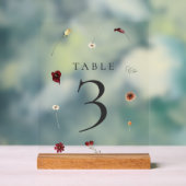 Elegante Fall Wildblume Hochzeit Tischnummer 3 Acrylschild (Neutral)