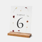 Elegante Fall Wildblume Hochzeit Tischnummer #6 Acrylschild (Winkel)