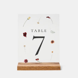 Elegante Fall Wildblume Hochzeit Tischnummer #7 Acrylschild