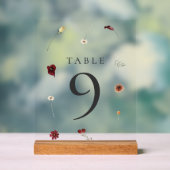 Elegante Fall Wildblume Hochzeit Tischnummer #9 Acrylschild (Neutral)