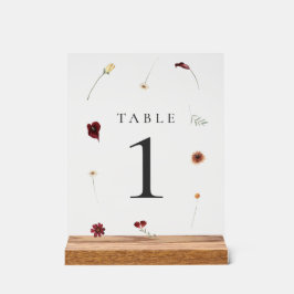 Elegante Fall Wildblume Hochzeit Tischnummer Acrylschild