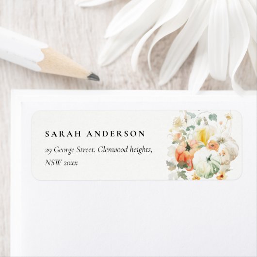 Elegante Fall Wildblume Pumpkin Wasserfarbe Adress (Insitu)