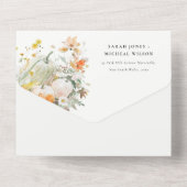 Elegante Fall Wildblume Pumpkin Wasserfarbenhochze All In One Einladung (Rückseite)