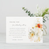 Elegante Fall Wildblume Pumpkin Wasserfarbenhochze Dankeskarte (Stehend Vorderseite)