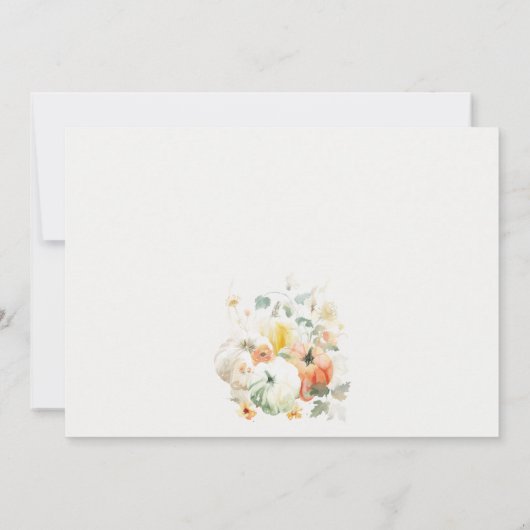 Elegante Fall Wildblume Pumpkin Wasserfarbenhochze Dankeskarte (Rückseite)