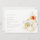 Elegante Fall Wildblume Pumpkin Wasserfarbenhochze Einladung (Vorderseite)