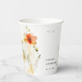 Elegante Fall Wildblume Pumpkin Wasserfarbenhochze Pappbecher (Links)