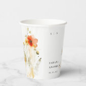 Elegante Fall Wildblume Pumpkin Wasserfarbenhochze Pappbecher (Rechts)