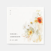 Elegante Fall Wildblume Pumpkin Wasserfarbenhochze Serviette (Vorderseite)