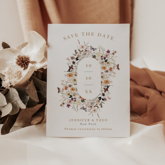Elegante Fall Wildblume Rahmen Foto Hochzeit Save The Date