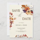 Elegante Fall-Wildblume Save the Date Einladung (Vorderseite)