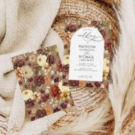 Elegante Fall Wildblumen Blumenstrauß Hochzeit Einladung