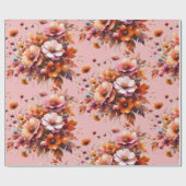 Elegante Fall Wildblumen Brown Bouquet. Geschenkpapier (Flach)