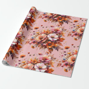 Elegante Fall Wildblumen Brown Bouquet. Geschenkpapier