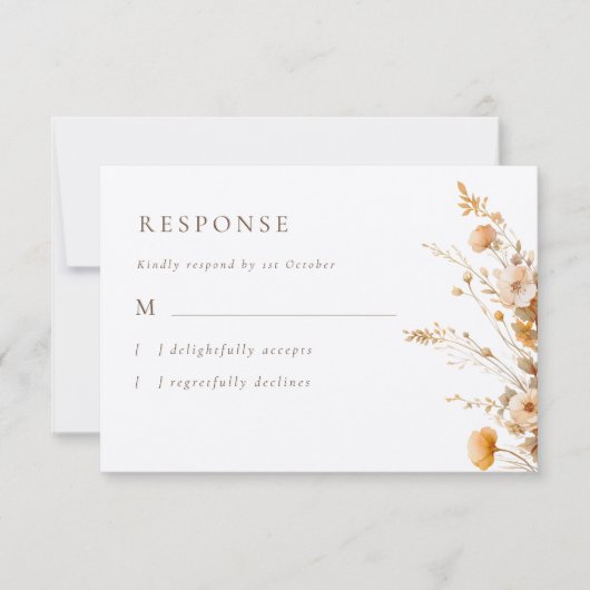 Elegante Fall Wildblumen Kraft Hochzeit RSVP Karte (Vorderseite)