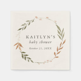 Elegante Fall Wreath Baby Shower Serviette