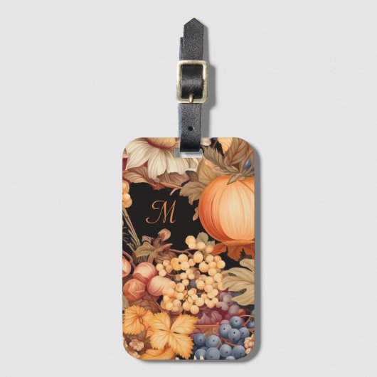 Elegante Fallernte monogramm stilvoll Gepäckanhänger (Vorderseite Vertikal)