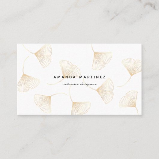 Elegante Falling Gold Ginkgo Blätter Business Card Visitenkarte (Vorderseite)