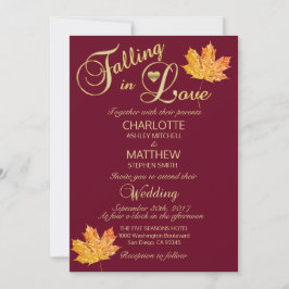 Elegante FALLING in LIEBE Burgund Marsala Wedding Einladung