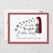 Elegante Falling Stars, Girl's Baby Shower laden e Einladungspostkarte (Vorne/Hinten)