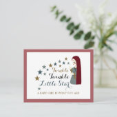 Elegante Falling Stars, Girl's Baby Shower laden e Einladungspostkarte (Stehend Vorderseite)