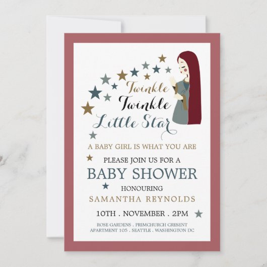 Elegante Falling Stars, Mädchendusche Einladung (Vorderseite)