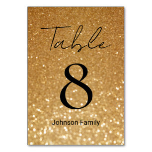 Elegante falsche Gold-Glitter-Hochzeit Tischnummer