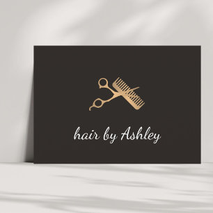 Elegante falsche Gold-Schere-Kamm-Friseur Visitenkarte