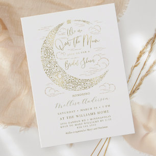 Elegante falsche Gold-Vollmond-Brautparty Einladung