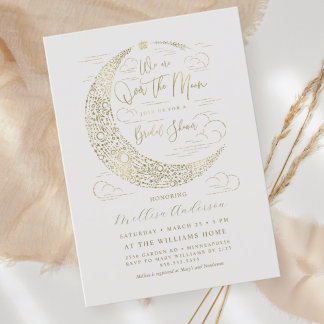 Elegante falsche Gold-Vollmond-Brautparty Einladung