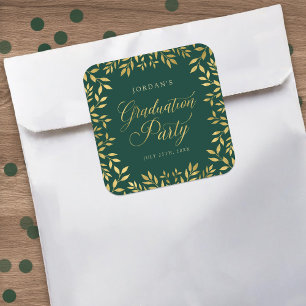 Elegante falsche Goldblätter Abschlussfeier Quadratischer Aufkleber
