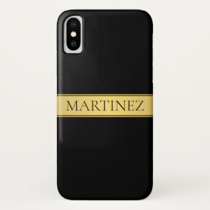 Elegante falsche Goldstreifen & schwarzer Hintergr Case-Mate iPhone Hülle