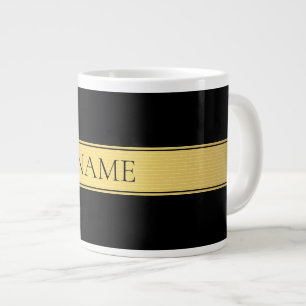Elegante falsche Goldstreifen & schwarzer Hintergr Jumbo-Tasse