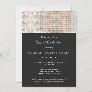 Elegante falsche Silber Pailletten Schwarz Party Einladung