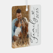 Elegante Familie 2 Foto Weihnachtsmetall Ornament Aus Metall (Vorderseite Rechts)