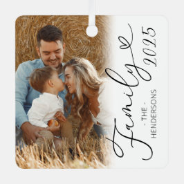 Elegante Familie 2 Foto Weihnachtsmetall Ornament Aus Metall